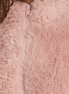 Jordynn Fleece Zip Through Jacket Dusty Pink