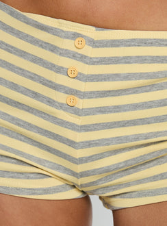 Azazel Button Detail Micro Boxer Shorts Yellow / Grey Stripe