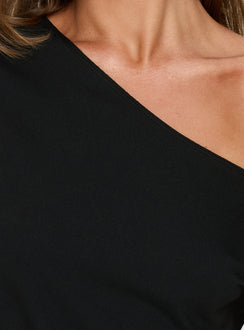 Ellah One Shoulder Drapey Mini Dress Black