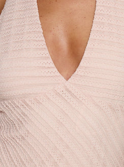 Miravelle Halter Frill Mini Dress Light Pink