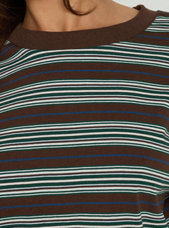 Settle Down Long Sleeve Top Brown Stripe