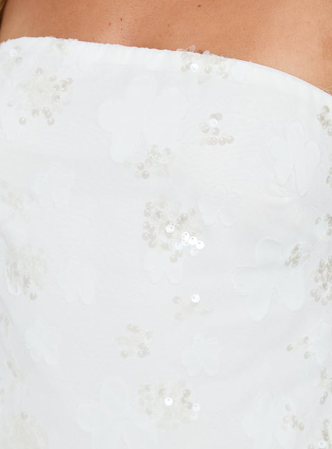 Karlottie Strapless Mini Dress White Burnout