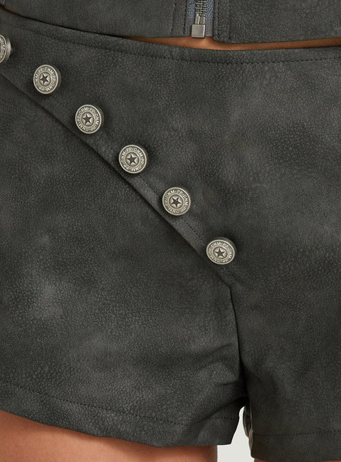 Ashtonn Faux Leather Micro Shorts Black