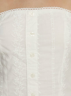 Analiese Strapless Anglaise Mini Dress White