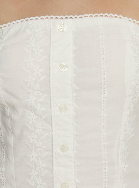 Analiese Strapless Anglaise Mini Dress White