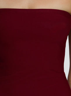 Keyana Strapless Tassel Mini Dress Burgundy