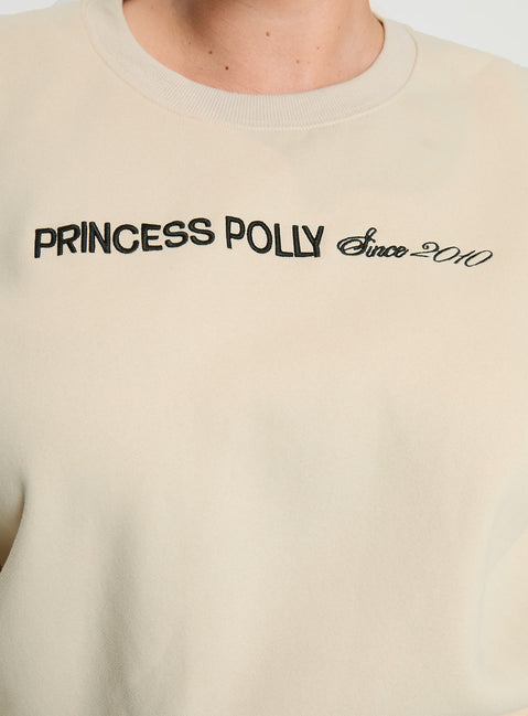 product Princess Polly Princess Polly Crew Neck Sweatshirt Block / Cursive Text Stone Curve regular regular 