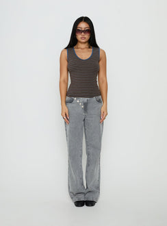 Truce V Neck Tank Top Multi Stripe