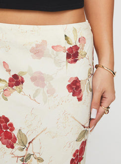 product Princess Polly Jodie Maxi Skirt Cream / Floral Maxi Skirts Skirts 