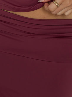 Featuring the Liorah Foldover Waist Maxi Skirt Red in womens-skirts with a maxi length product Princess Polly