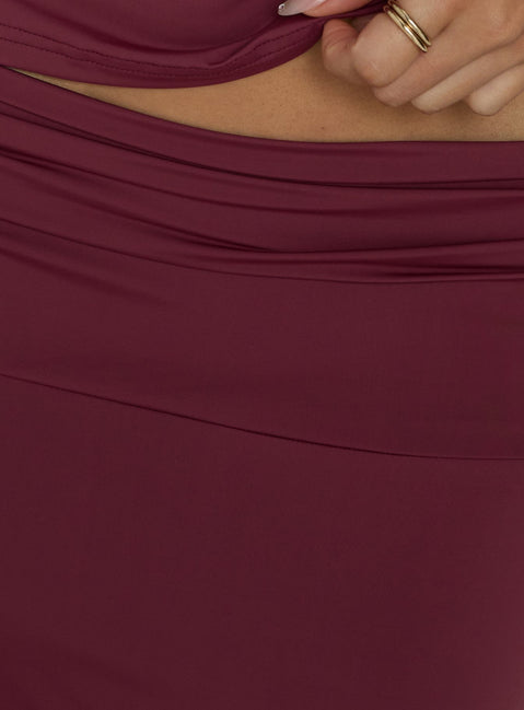 Featuring the Liorah Foldover Waist Maxi Skirt Red in womens-skirts with a maxi length product Princess Polly