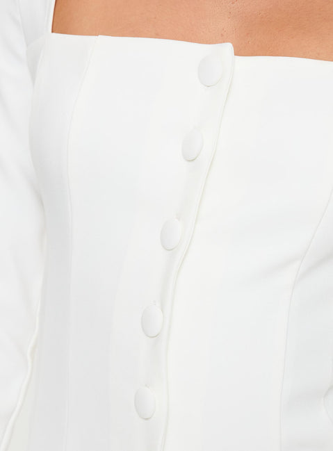 product Princess Polly Gaskin Long Sleeve Top White Full Sleeves Square Neck 