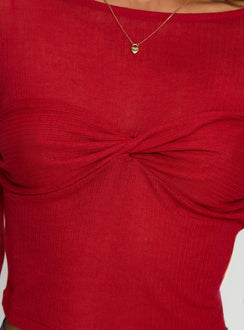 product Princess Polly November Long Sleeve Top Red Full Sleeves Boat Neck 