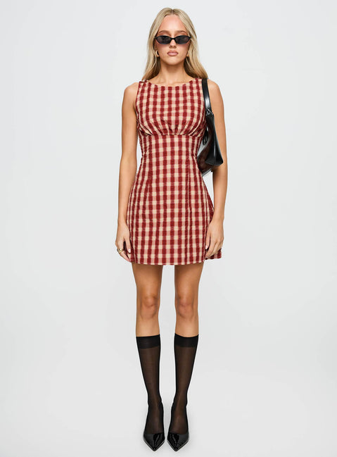Sweet Somethings Mini Dress Red Check Petite