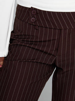 product Princess Polly Kinkirk Flared Pants Brown Pinstripe Low Rise Pants 