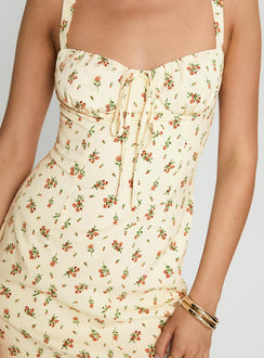 back view of model wearing Princess Polly Rosilea Mini Dress Multi Floral Sweetheart Neckline 