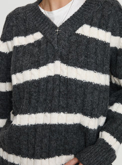 product Princess Polly Percivill Knit Sweater Grey / Cream Long 