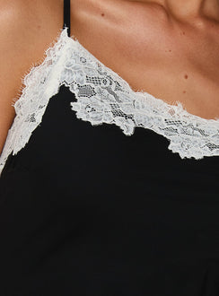 Esadora Lace Asymmetrical Mini Dress Black / Cream