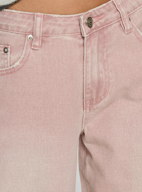 product Princess Polly Lucky Dip Mid Rise Straight Leg Jeans Washed Pink Mid Rise Jeans 