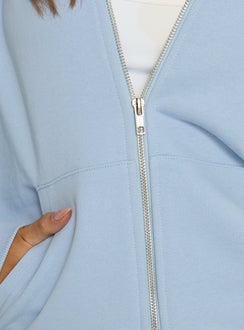 back view of model wearing Princess Polly All Day Oversized Hoodie Icy Blue regular 