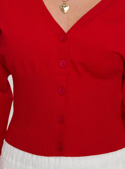 product Princess Polly Wistfully Knit Cardigan Red 