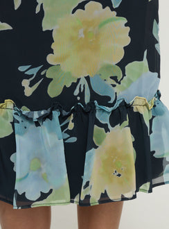 product Princess Polly Tarla Midi Skirt Crystal Black Flower Midi Skirts 