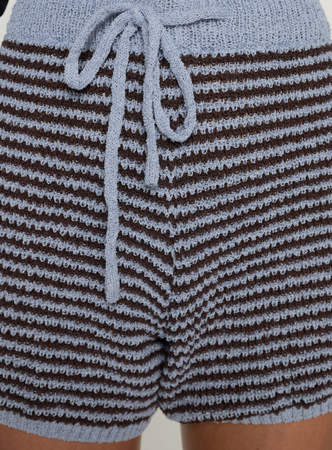 Serenique Knit Shorts Blue / Chocolate