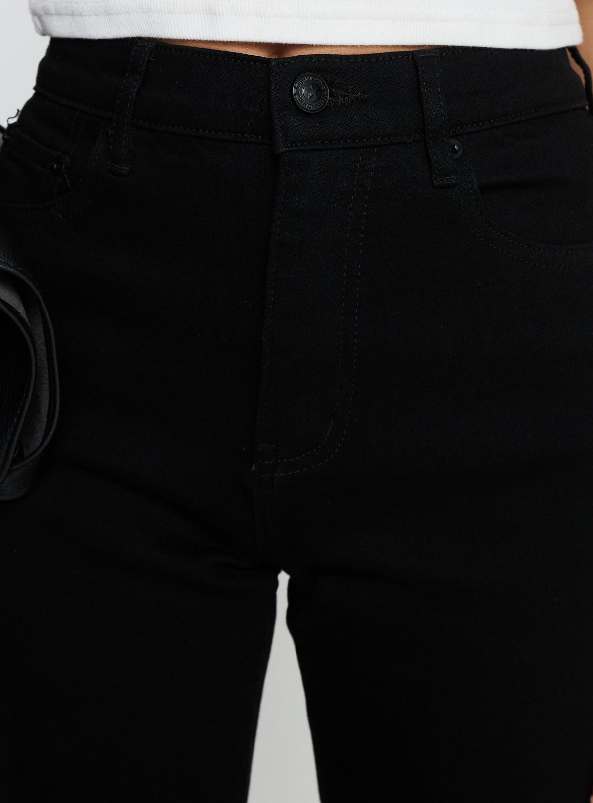 product Princess Polly Cindee High Rise Cropped Jeans Jet Black High Rise Jeans 