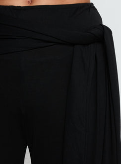 product Princess Polly Katiana Wrap Jersey Pants Black Mid Rise Pants 