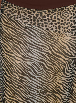 product Princess Polly Diora Asymmetrical Midi Skirt Animal Print Midi Skirts 