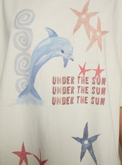 Under The Sun Oversized Graphic Tee Washed Cream