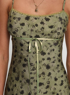 product Princess Polly Valencia Mini Dress Sage Floral Scoop Neck 