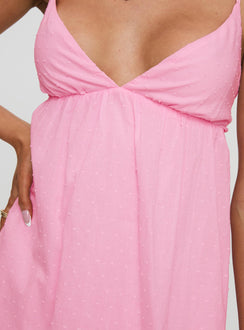 back view of model wearing Princess Polly Koko Mini Dress Pink Plunger 