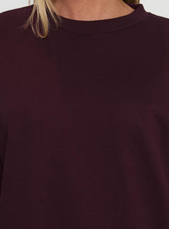 product Princess Polly All Day Crewneck Sweatshirt Wine Long 