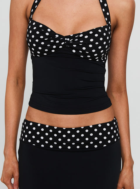 Norelle Halter Set Black Polka Dot