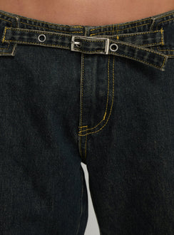 product Princess Polly Slow Ride Mid Rise Bootleg Belted Jeans Grunge Wash Mid Rise Jeans 