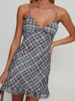 Milada Frill Hem Mini Dress Blue Multi