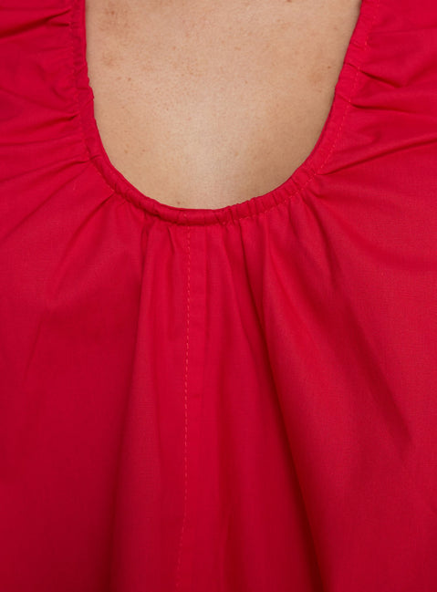 Eberta Ruched Baby Doll Mini Dress Red