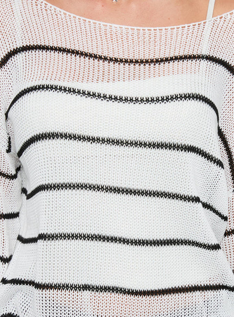 product Princess Polly Alperton Knit Sweater Cream Stripe Long 