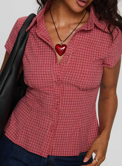 Cottesloe Blouse Top Red Check