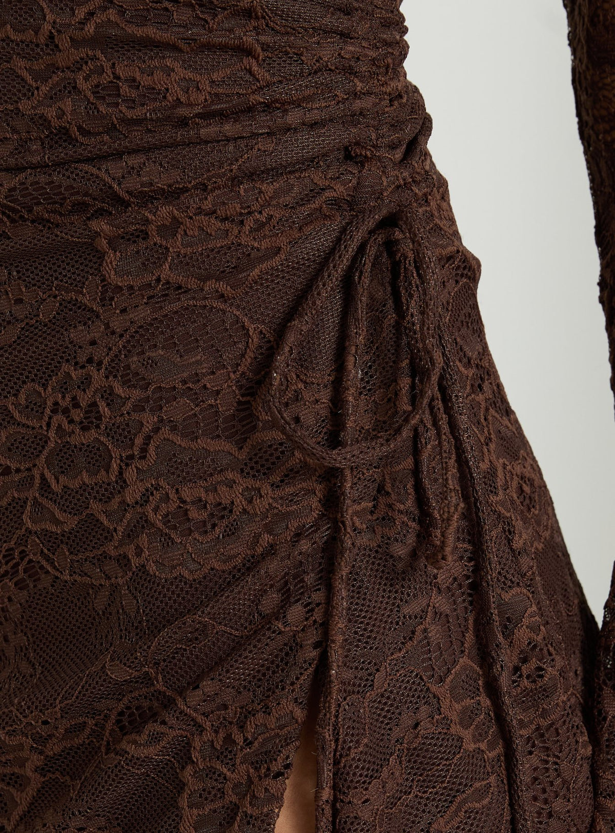 Airabella Long Sleeve Lace Mini Dress Chocolate