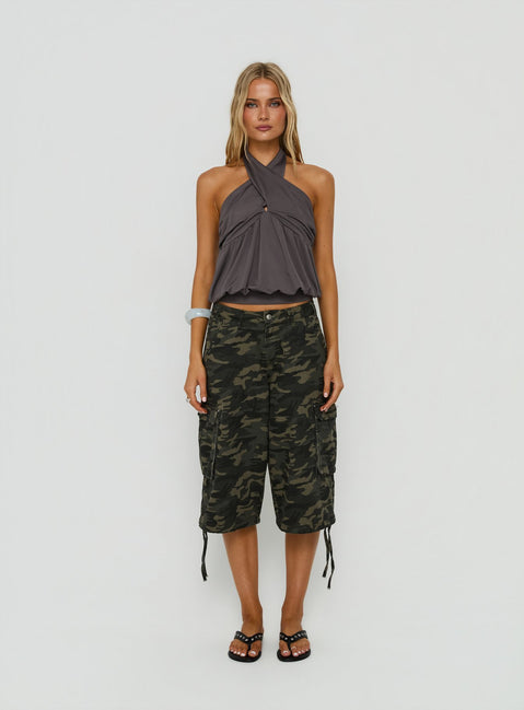 Harpah Cross Front Blouson Top Grey