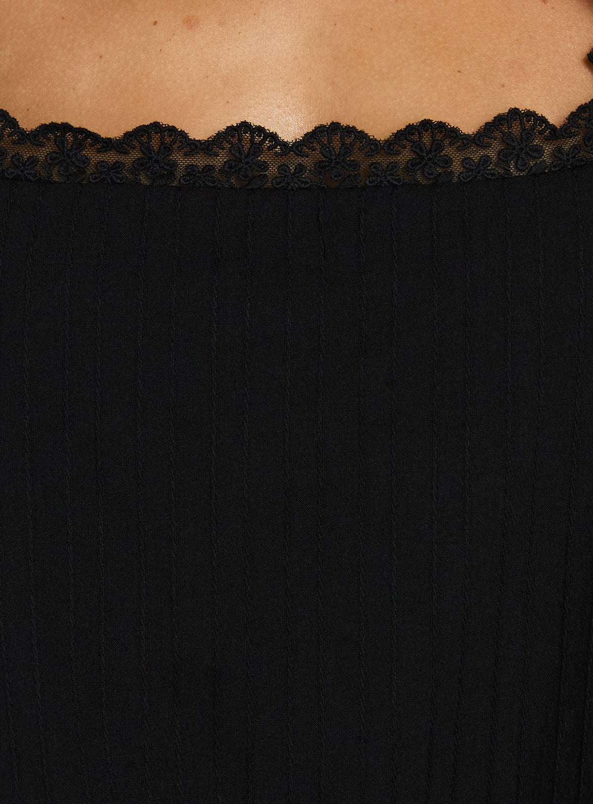 Alanah Lace Trim Top Black