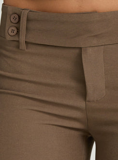 Jordanna Belted Straight Pants Brown
