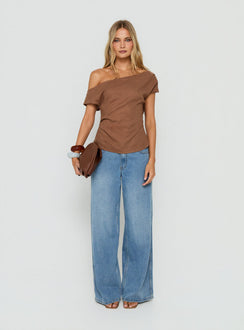 Seasons Change Relaxed Off Shoulder Top Mocha