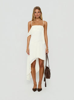 Massey Bust Draping Low Back Midi Dress Off White