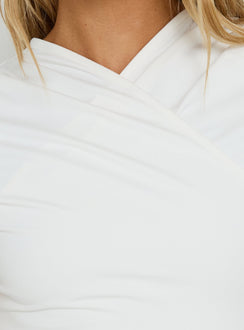 Daily Define Wrap Over Short Sleeve Top White