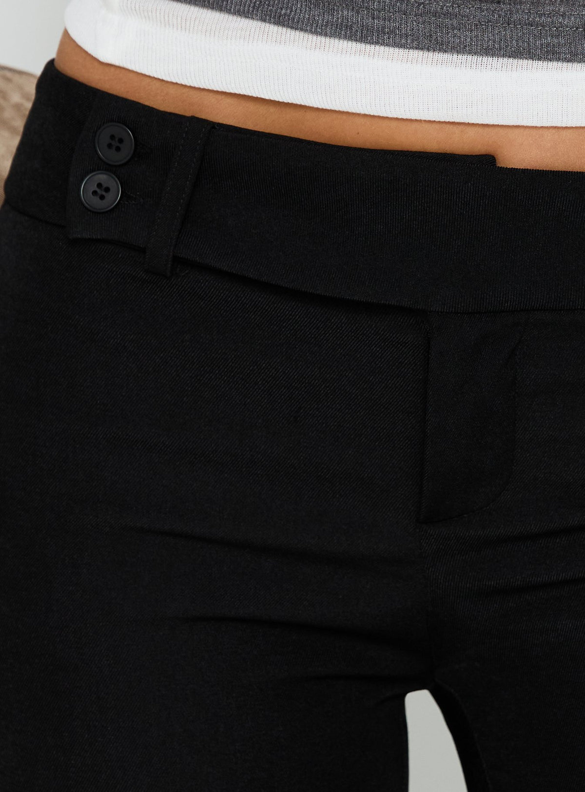 Jordanna Belted Straight Pants Black