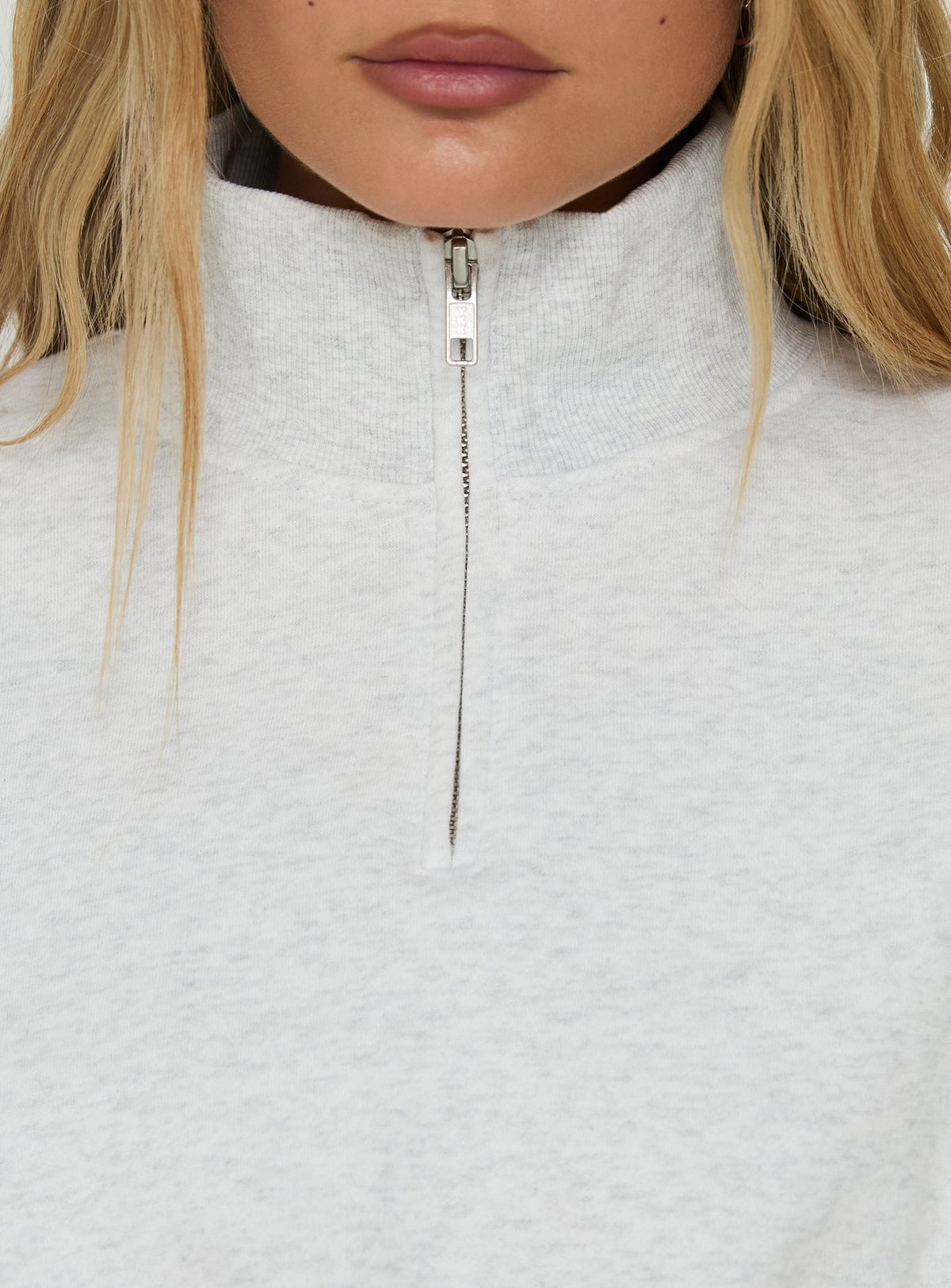 Astridd 3/4 Zip Cropped Jumper Grey Marle
