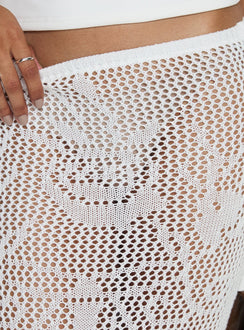 back view of model wearing Princess Polly Wisteriah Sheer Maxi Skirt White Maxi Skirts 